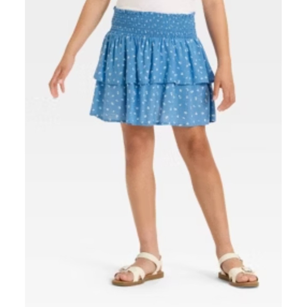 Cat & Jack Girls Size M 8 blue floral tired skort
